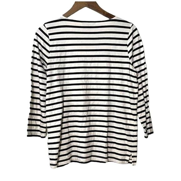 Banana Republic Shirt Medium Stripe Embellished Scoop Neckline Navy White - Picture 4 of 12